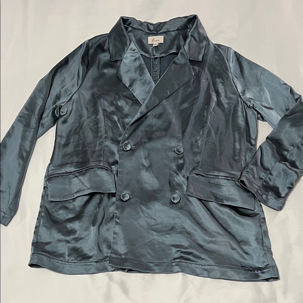 Lena Double Breasted Satin Blazer
